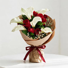 Mixed Red Roses and Calla Lilies Hand Bouquet - The Voice Within
