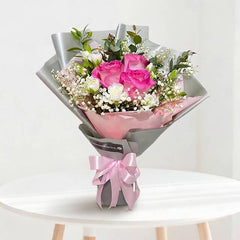 Soft Pink Roses Bouquet - Neon Punch