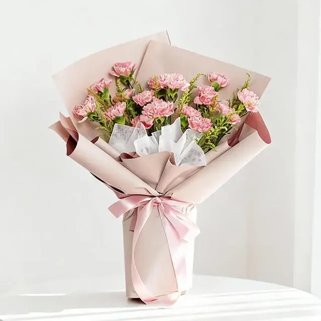 Elegant Carnation Bouquet - Golden Elegance