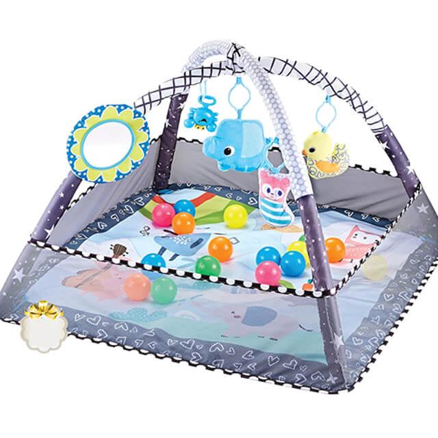 Colorful gift basket with flowers for delivery, featuring vibrant decorations and playful elements.