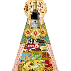 Gift hamper with wine, festive snacks and treats, ideal for flower delivery in Singapore