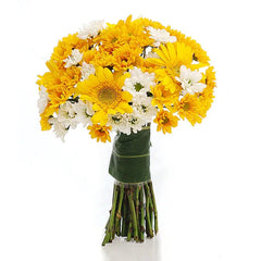 Bright yellow gerberas and white daisies bouquet for flower delivery in Singapore